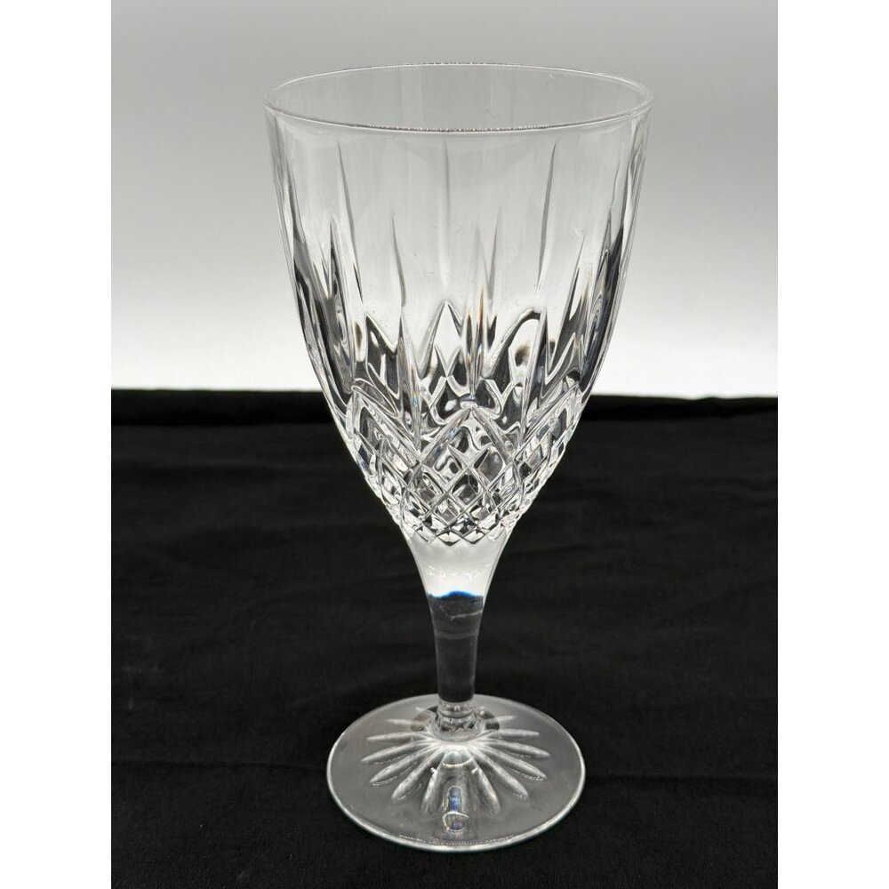 Crystal Cut Glass Wine Goblet With Stunning Floral & Diamond Pattern 7.5" Tall 3